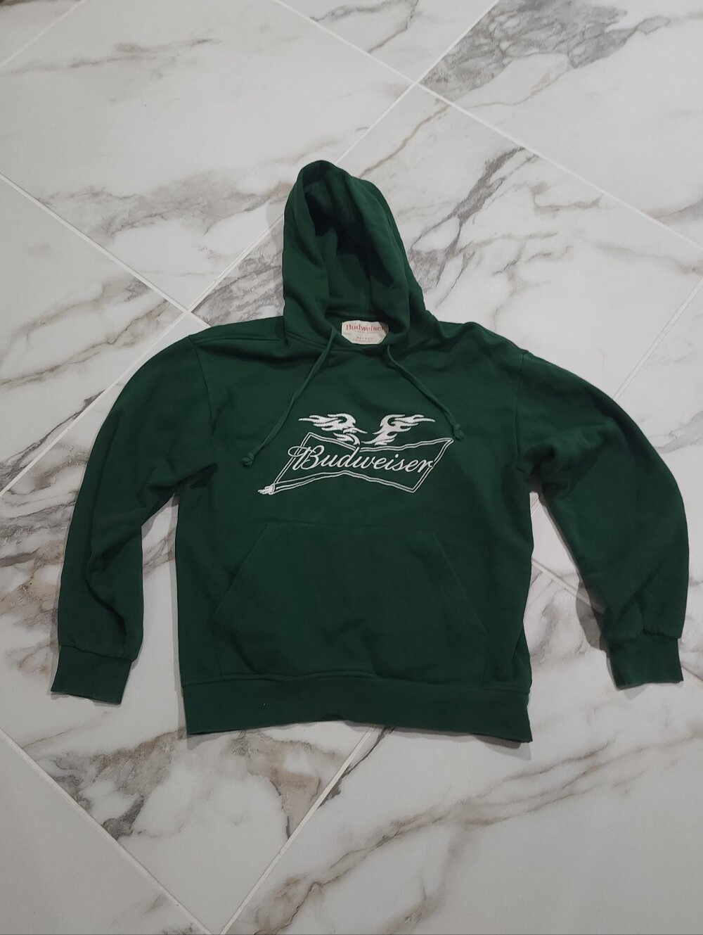 Pacsun Budweiser Men's Dark Green Pullover Hoodie - Small
